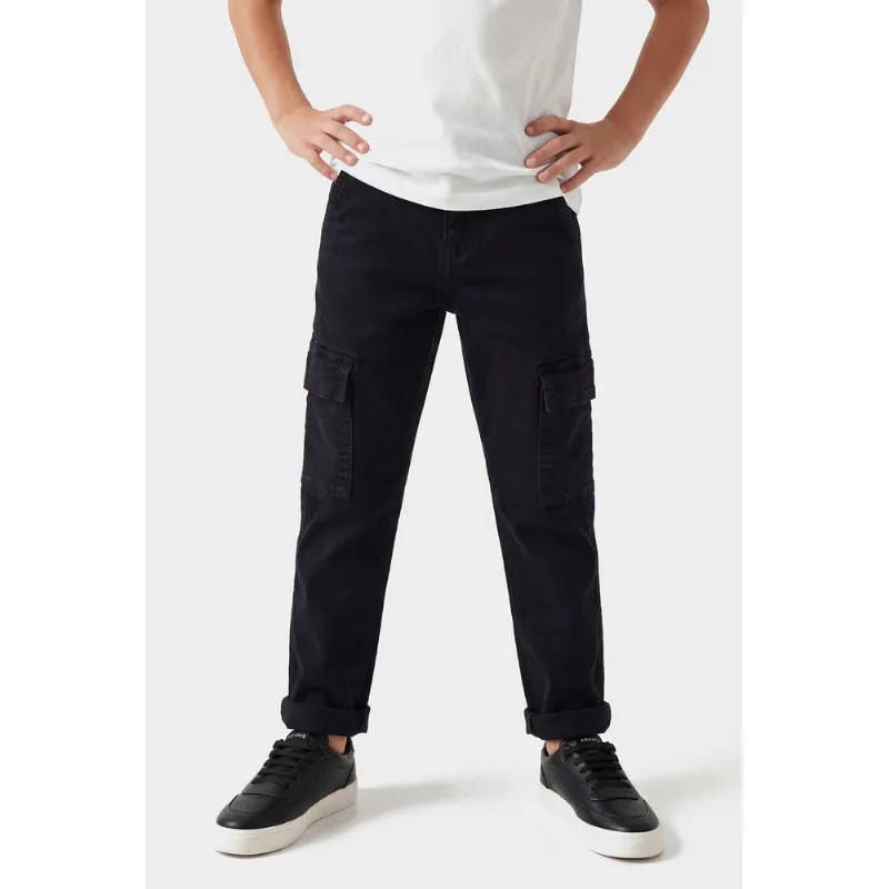 Calça Chino Infantil Color Cargo Preto - 6
