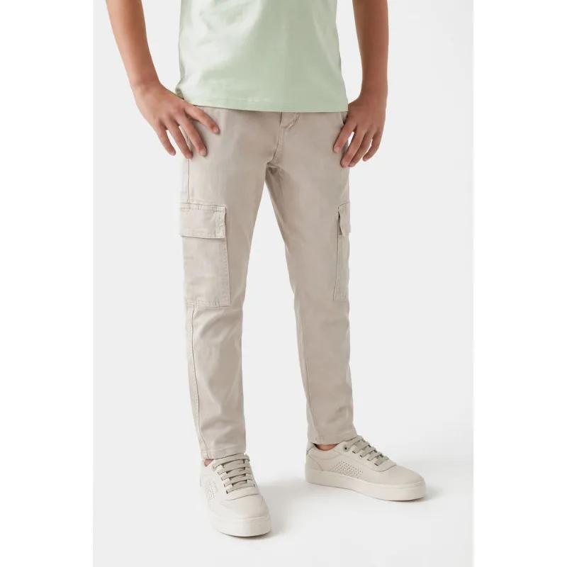 Calça Chino Infantil Color Cargo Areia - 6