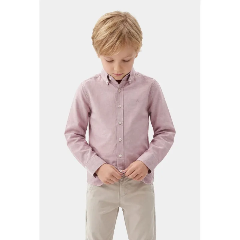 Camisa Manga Longa Infantil Oxford Rosa Escuro - 2