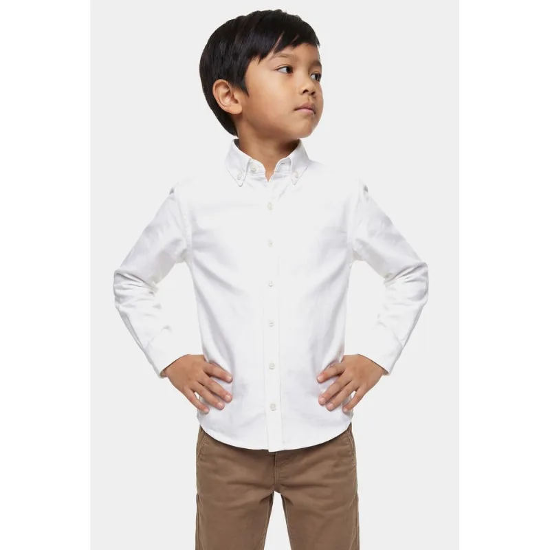 Camisa Manga Longa Infantil Oxford Branco - PP