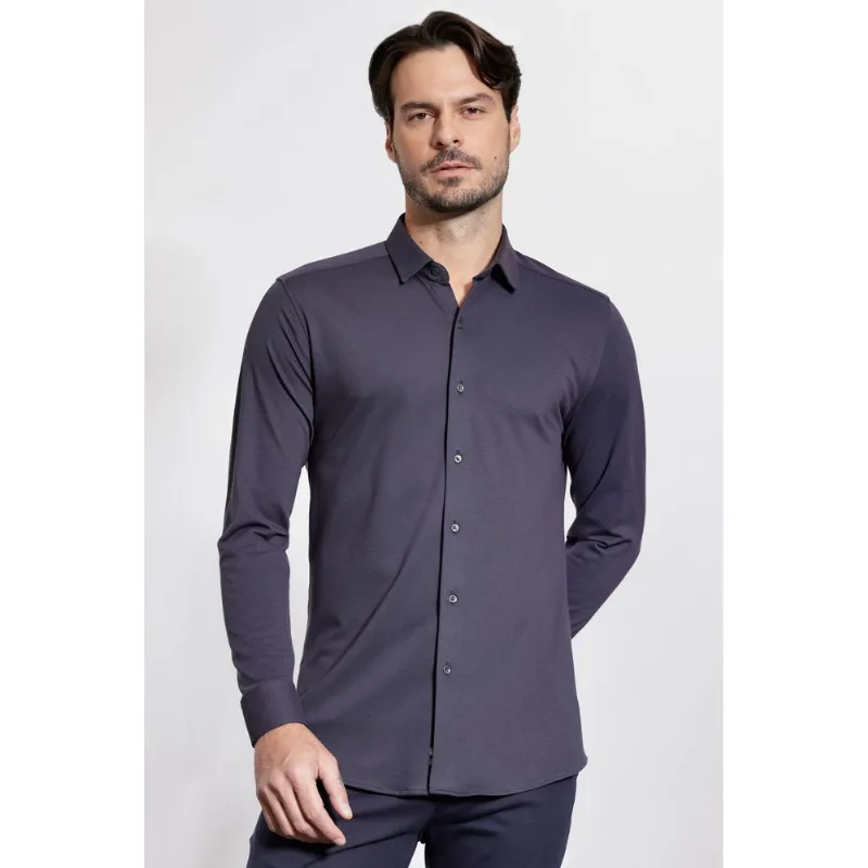 Camisa Manga Longa Slim Poliamida Piquet Marinho - GG
