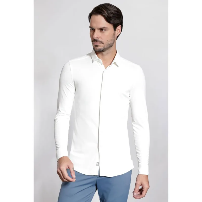 Camisa Manga Longa Slim Poliamida Piquet Algodao - GG