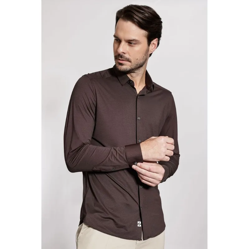 Camisa Manga Longa Oxford Breeze Chocolate - M