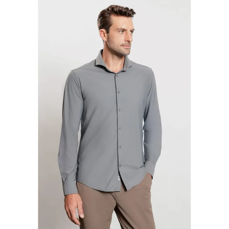 Camisa Manga Longa Rib Flex Cinza Escuro - XGG