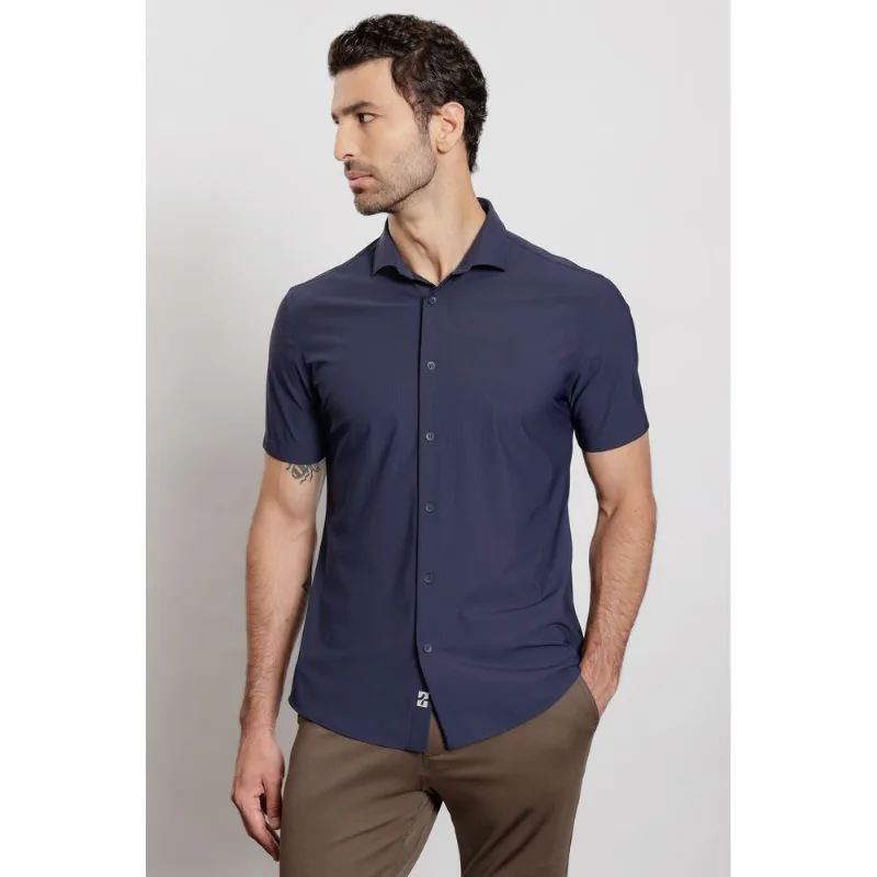 Camisa Manga Curta Rib Flex Marinho - P