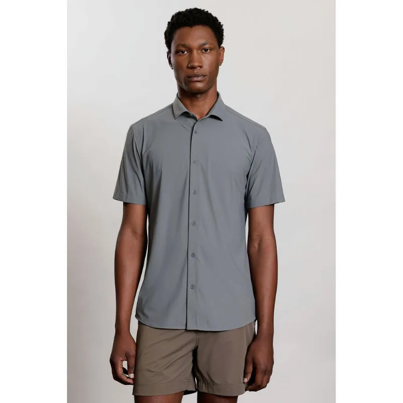Camisa Manga Curta Rib Flex Cinza Escuro - G