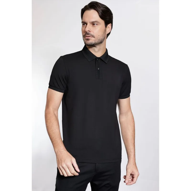 Polo Manga Curta Piquet Silk Tech Preto - GG