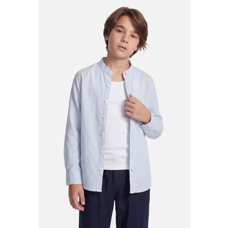 Camisa Flamê Manga Longa Infantil Gola Padre Azul Bebe - XPP