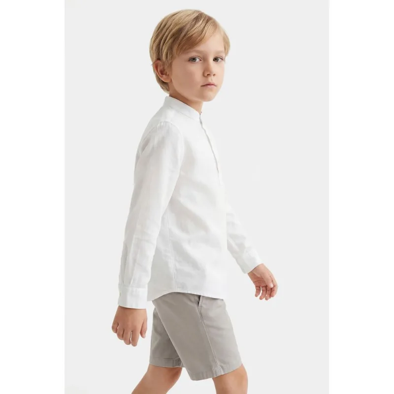 Camisa Manga Longa Infantil Bata Flamê Bosco Branco - XPP