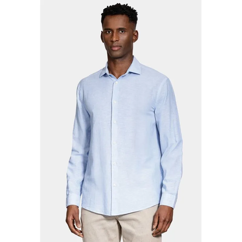 Camisa Manga Longa Regular Linho Algodão Surat Azul - XXG
