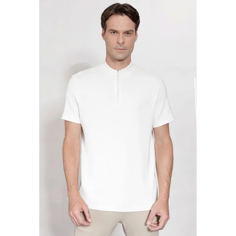 Camiseta Gola Alta Com Zíper Algodao - G