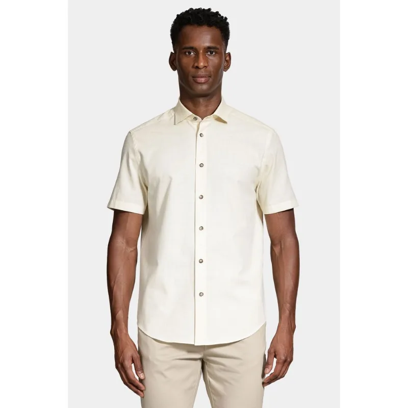 Camisa Manga Curta Slim Algodão Flame Soft Amarelo - G