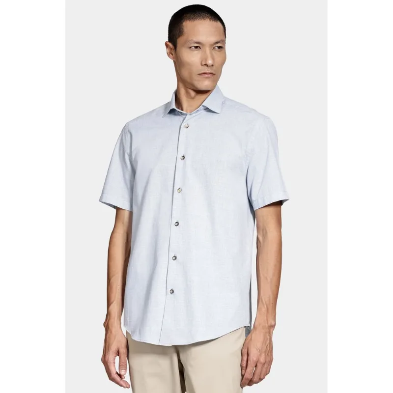 Camisa Manga Curta Slim Algodão Flame Soft Azul - GG
