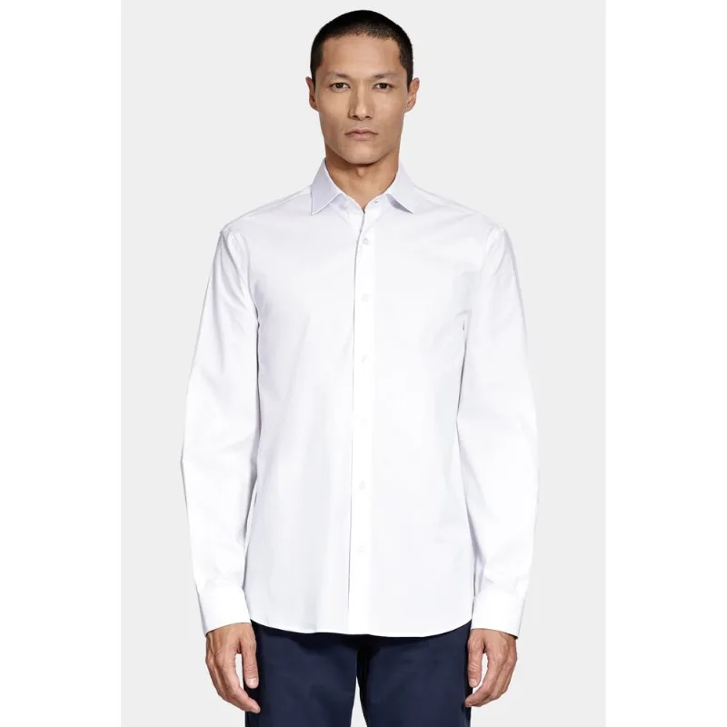 Camisa Manga Longa Slim Tricoline Algodão Branco - GG