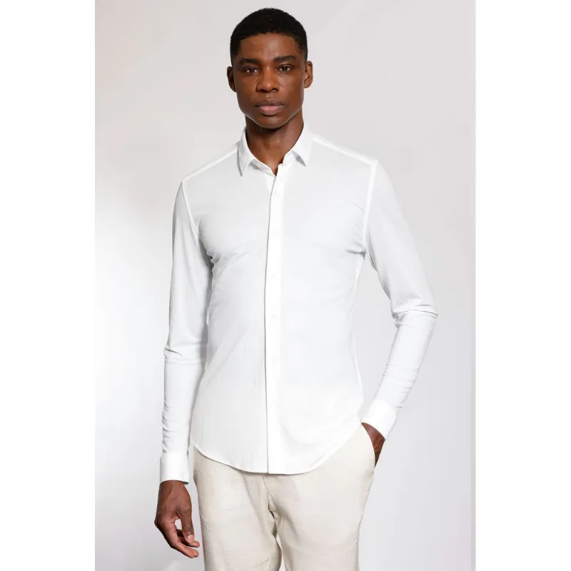 Camisa Manga Longa Slim Piquet Poliamida Branco - GG