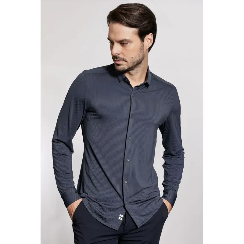 Camisa Manga Longa Texturizada Elastic Wave Marinho - M