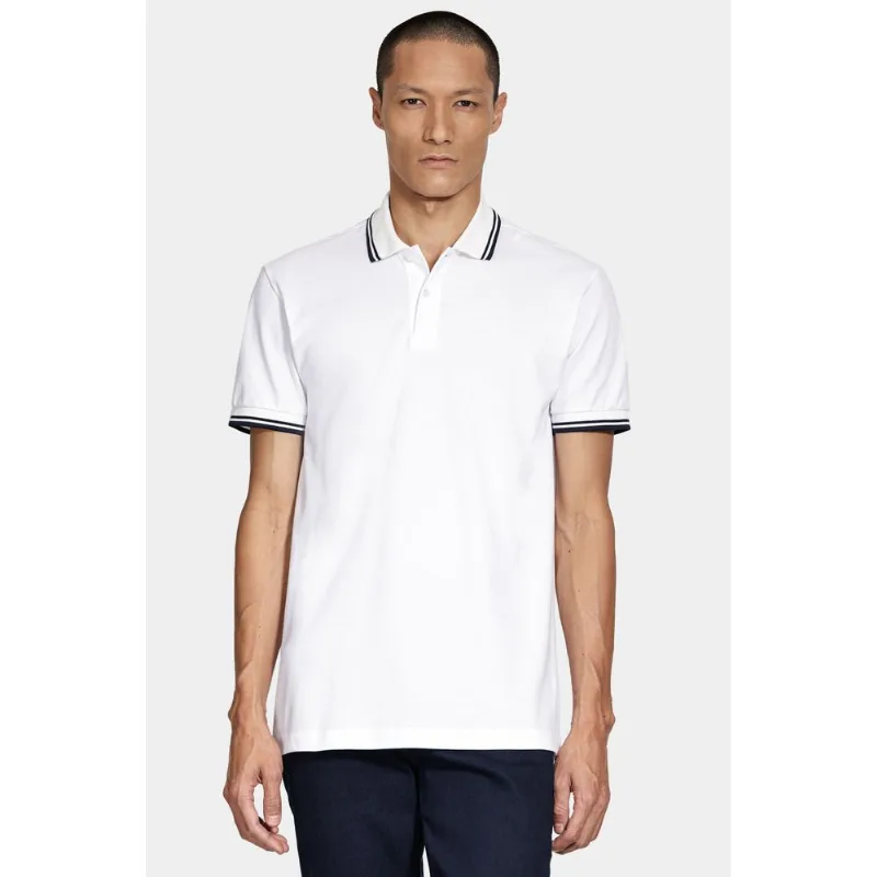 Polo Manga Curta Frisos New Off White - M