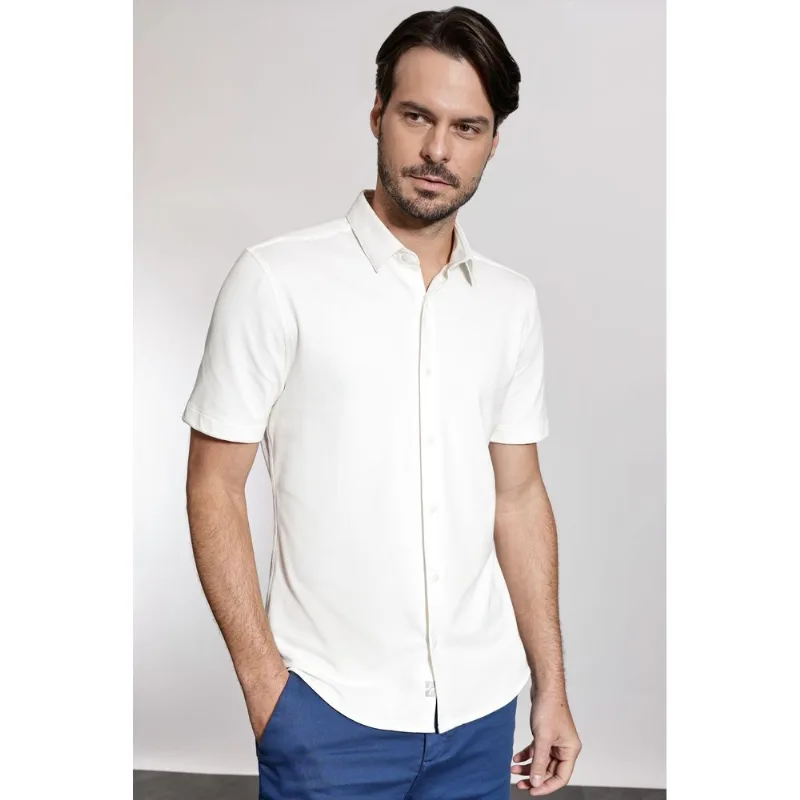 Camisa Manga Curta Regular Poliamida Piquet Off White - P
