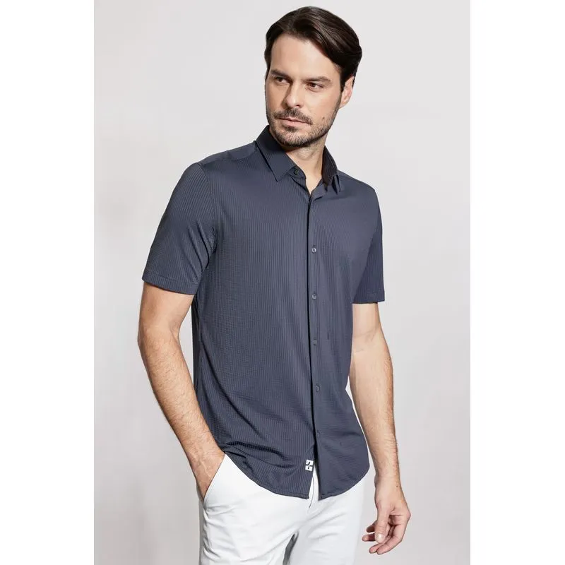 Camisa Manga Curta Texturizada Elastic Wave Marinho - M