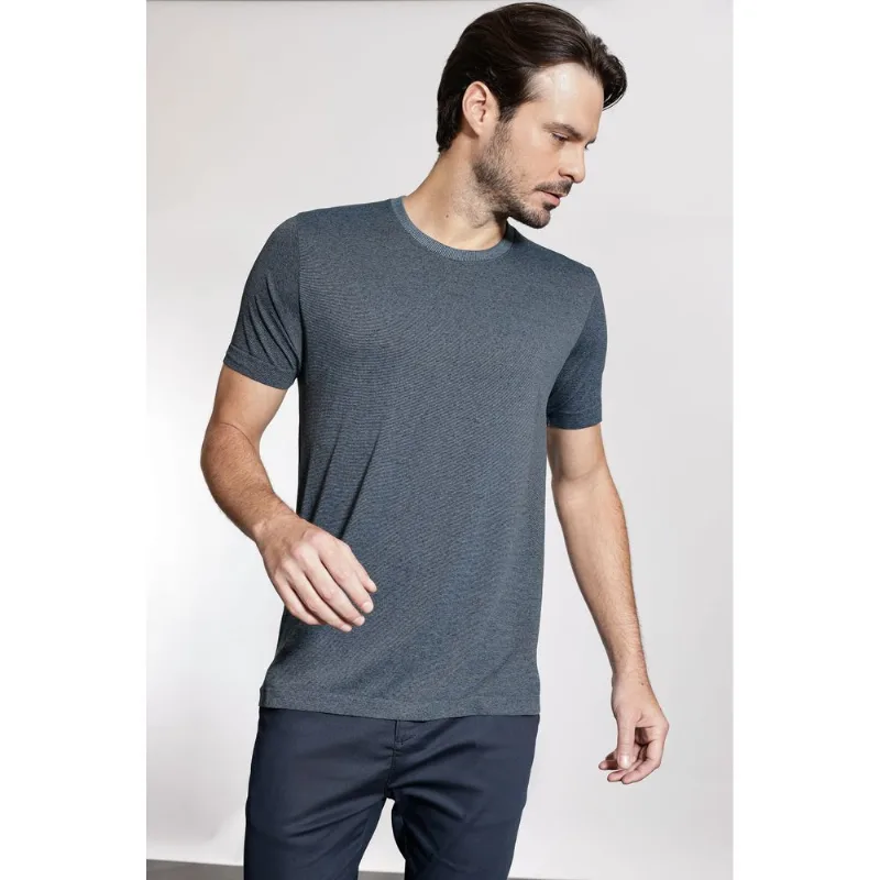 Camiseta Seamless Jacquard Azul Medio - P