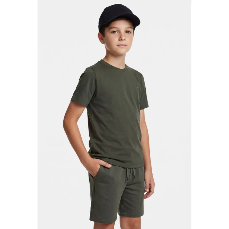 Camiseta Manga Curta Infantil Básica Verde Militar - PP