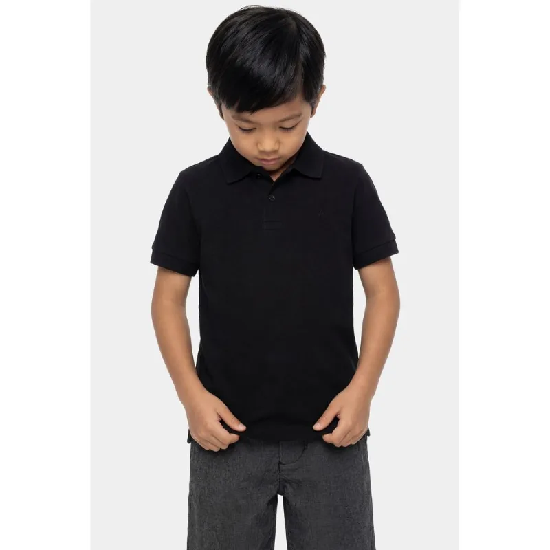 Polo Manga Curta Infantil Cotton Piquet Preto - PP