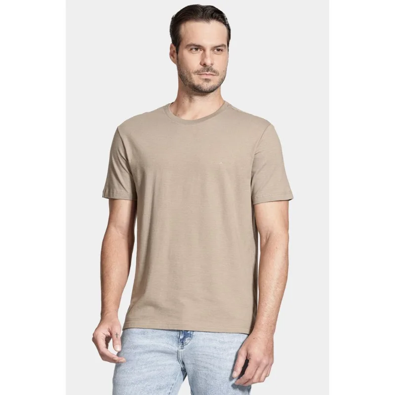 Camiseta Manga Curta Maquinetada Bege - M