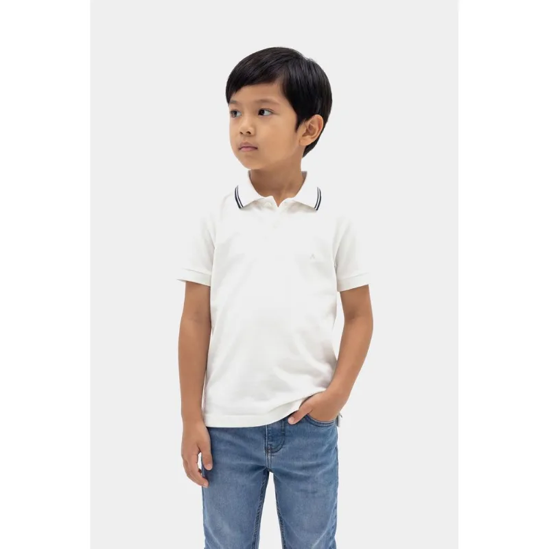 Polo Manga Curta Infantil Frisos Off White - 4