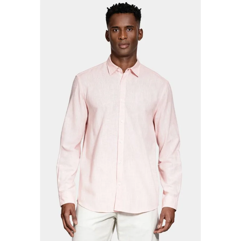 Camisa Manga Longa Slim Algodão Com Bordado Coral - G