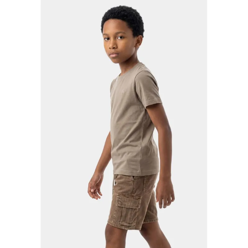 Camiseta Manga Curta Infantil Básica Caqui Claro - PP