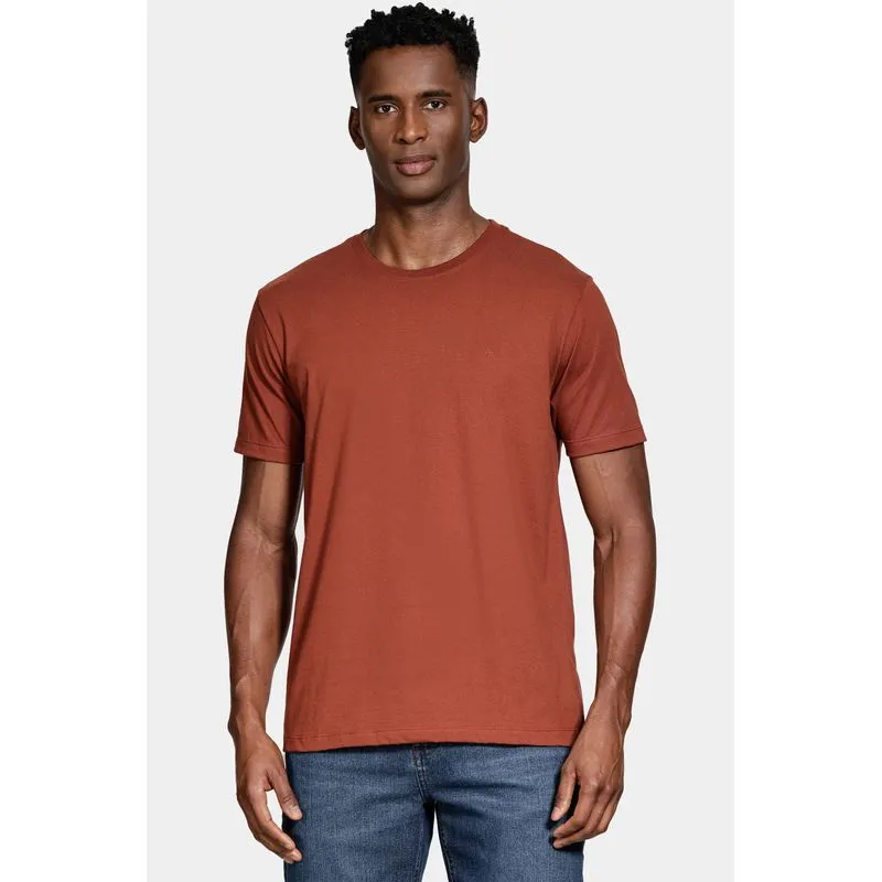 Camiseta Manga Curta Bordado Básica Tijolo - GG