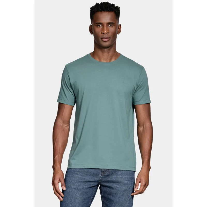Camiseta Manga Curta Bordado Básica Verde Bandeira - XGG