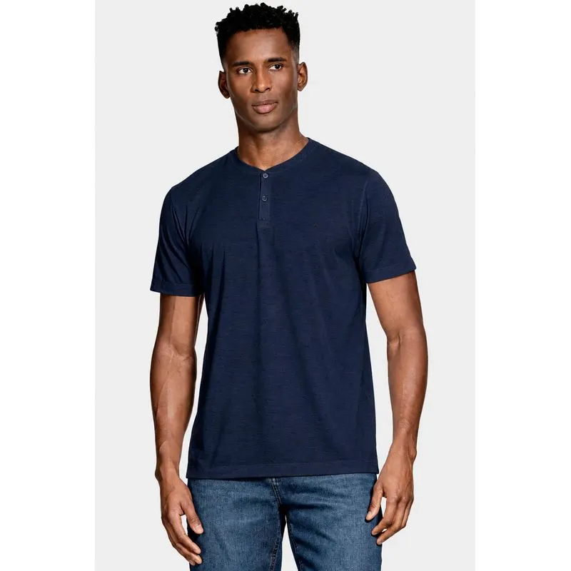 Camiseta Manga Curta Portuguesa em Blend de Linho Marinho - M