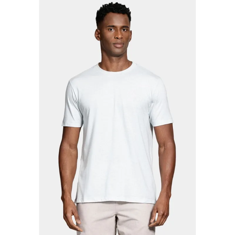 Camiseta Manga Curta Com Linho Azul Claro - P