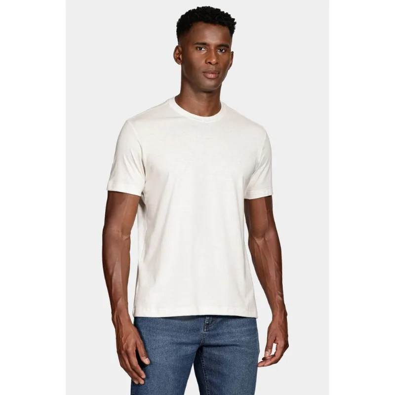 Camiseta Manga Curta Com Linho Natural - M
