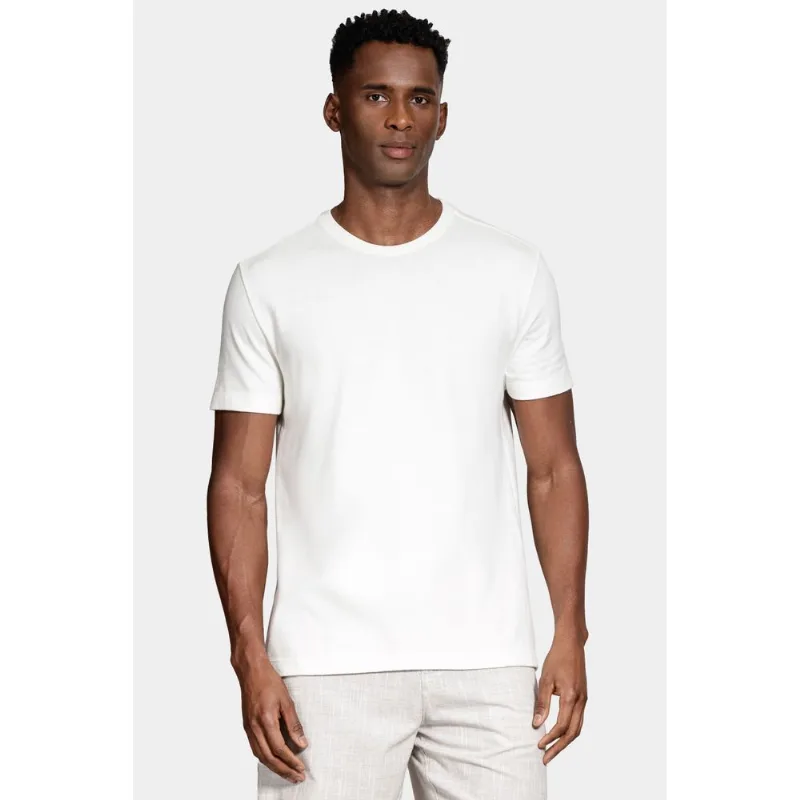 Camiseta Crepe Algodão Manga Curta Off White - G