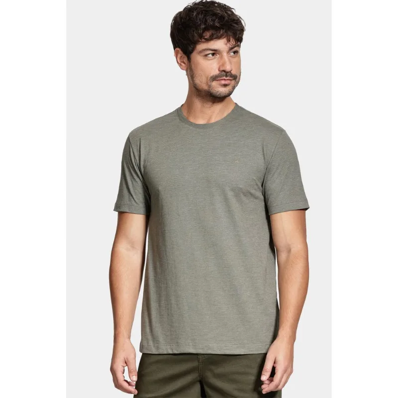 Camiseta Manga Curta Malha Flame Mescla Verde Militar - M