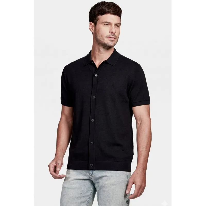 Camisa Manga Curta Wafle Preto - P