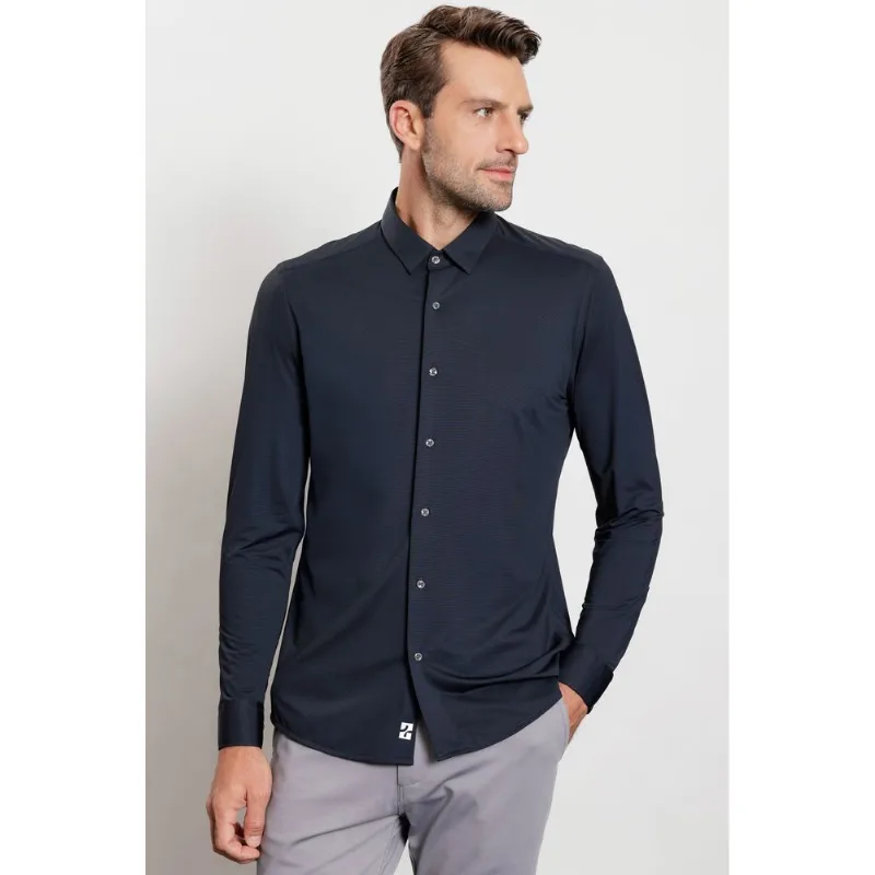 Camisa Manga Longa Oxford Breeze Azul Marinho - XGG