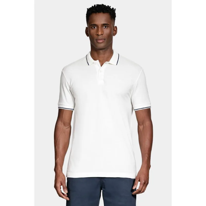 Polo Manga Curta Piquet Duplo Off White - G