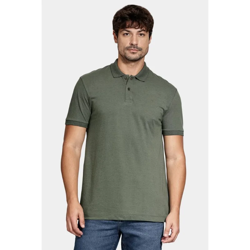 Polo Manga Curta Gola Mescla Verde Militar - GG
