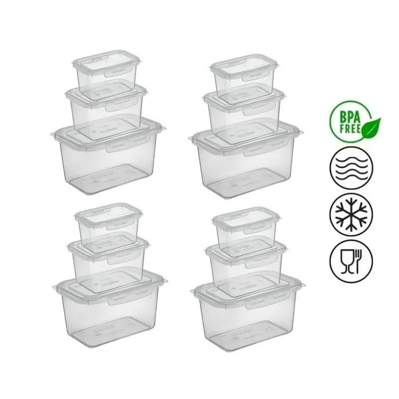 Kit 12 Potes Alto Com Trava Microondas Freezer Marmita Fit