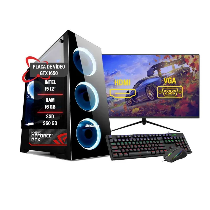 Pc Gamer I5 12º 16Gb Ssd 960 Gtx 1660 + Monitor 32