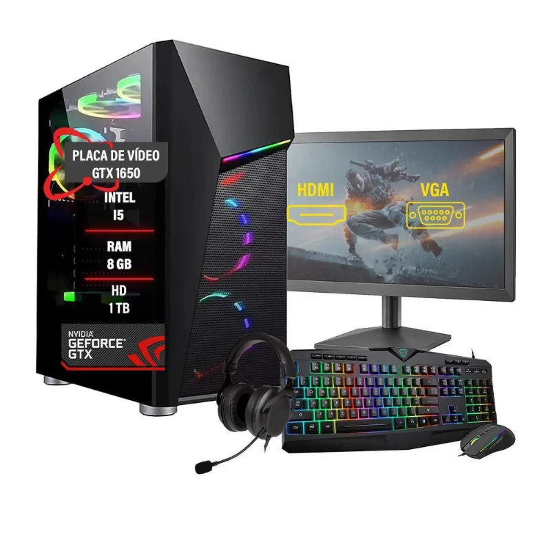 Pc Gamer Completo I5 6º Gtx1650 8Gb Hd1Tb Ssd240Gb
