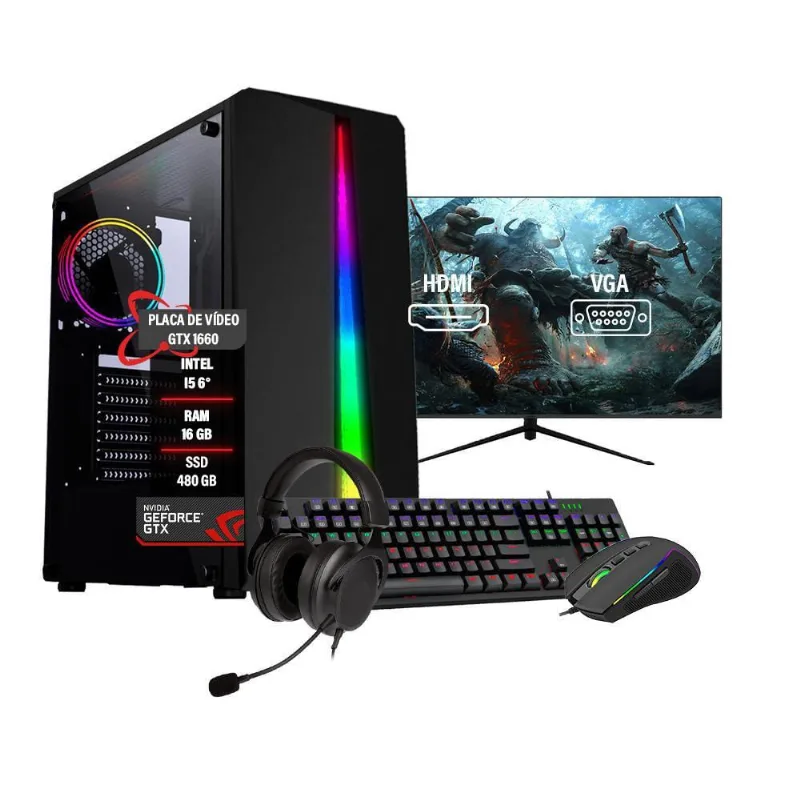 Pc Gamer Completo I5 6 Gtx 1660 Ssd 480Gb 16Gb