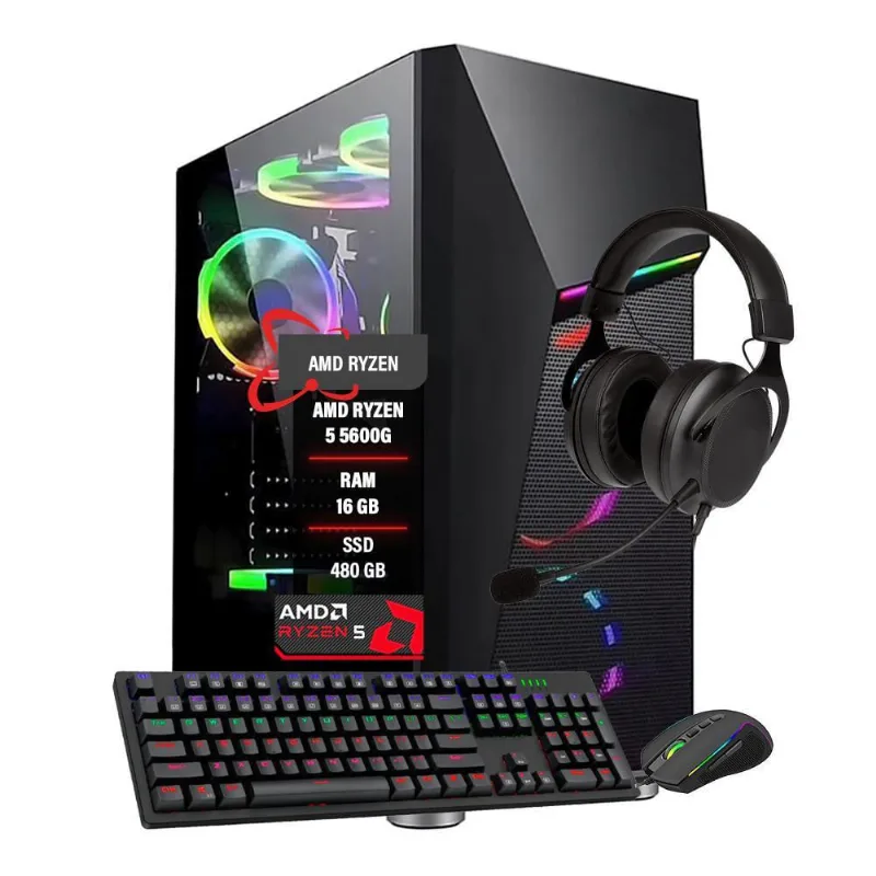 Pc Gamer Amd Ryzen 5 5600G Memória 16Gb Ram Ddr4 Ssd 480Gb