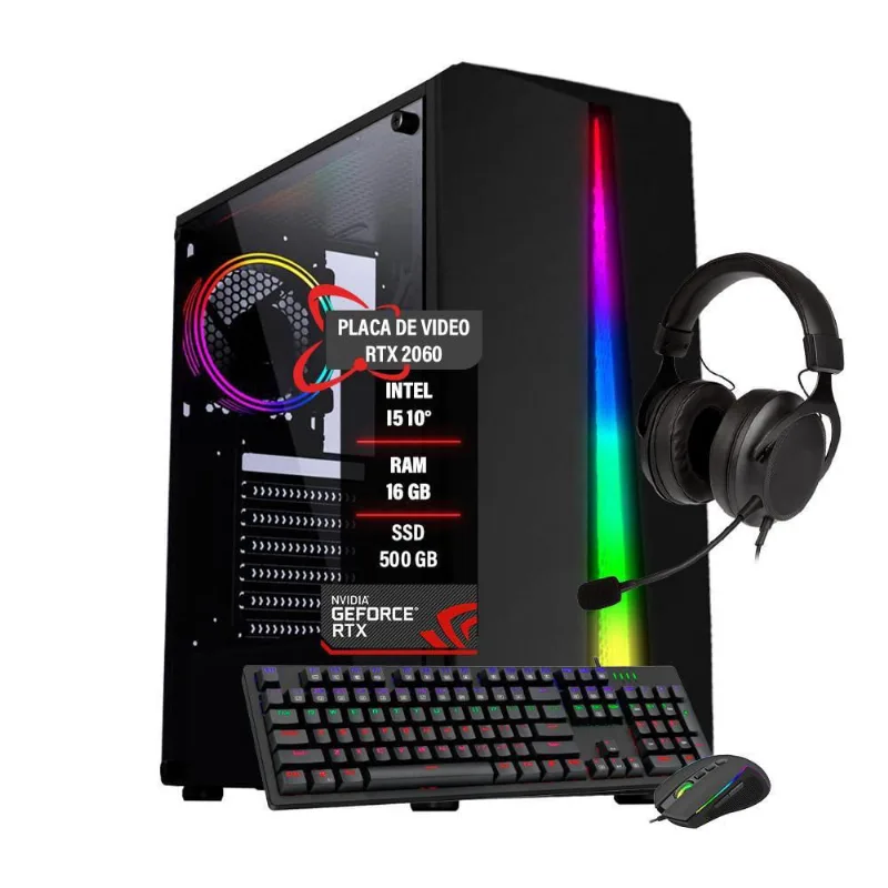 Pc Gamer Intel Core I5 10 Rtx 2060 Memória 16Gb Ssd 500Gb