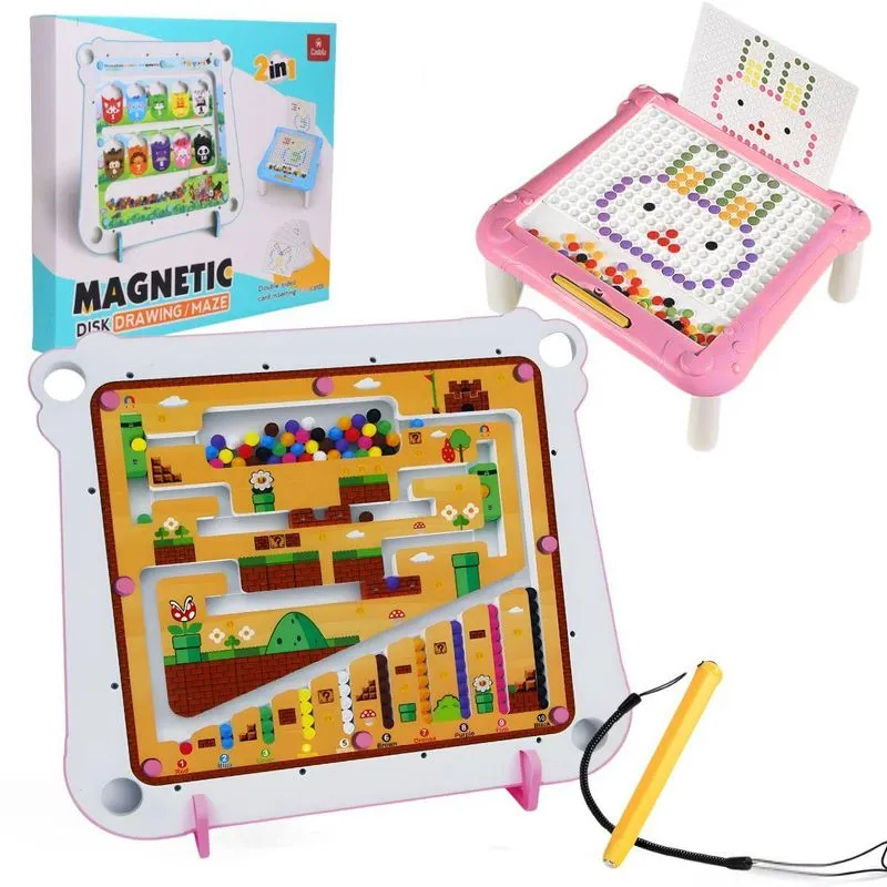 Mesa Lousa Mágica Magnética 2 Em 1 Retrô Rosa - Castela