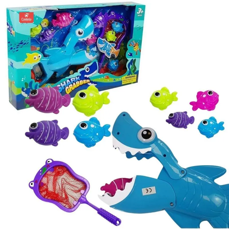 Brinquedo Infantil Tubarão Pega Peixinhos Com Rede - Castela