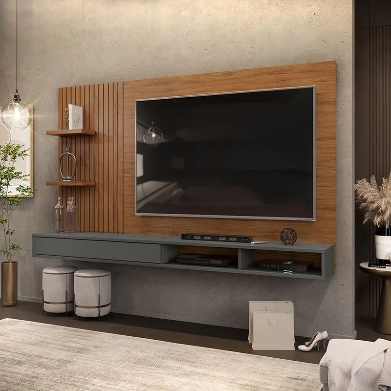 Painel para TV até 60 Polegadas 01 Porta Bento Freijó Cinza Urbano dj Móveis